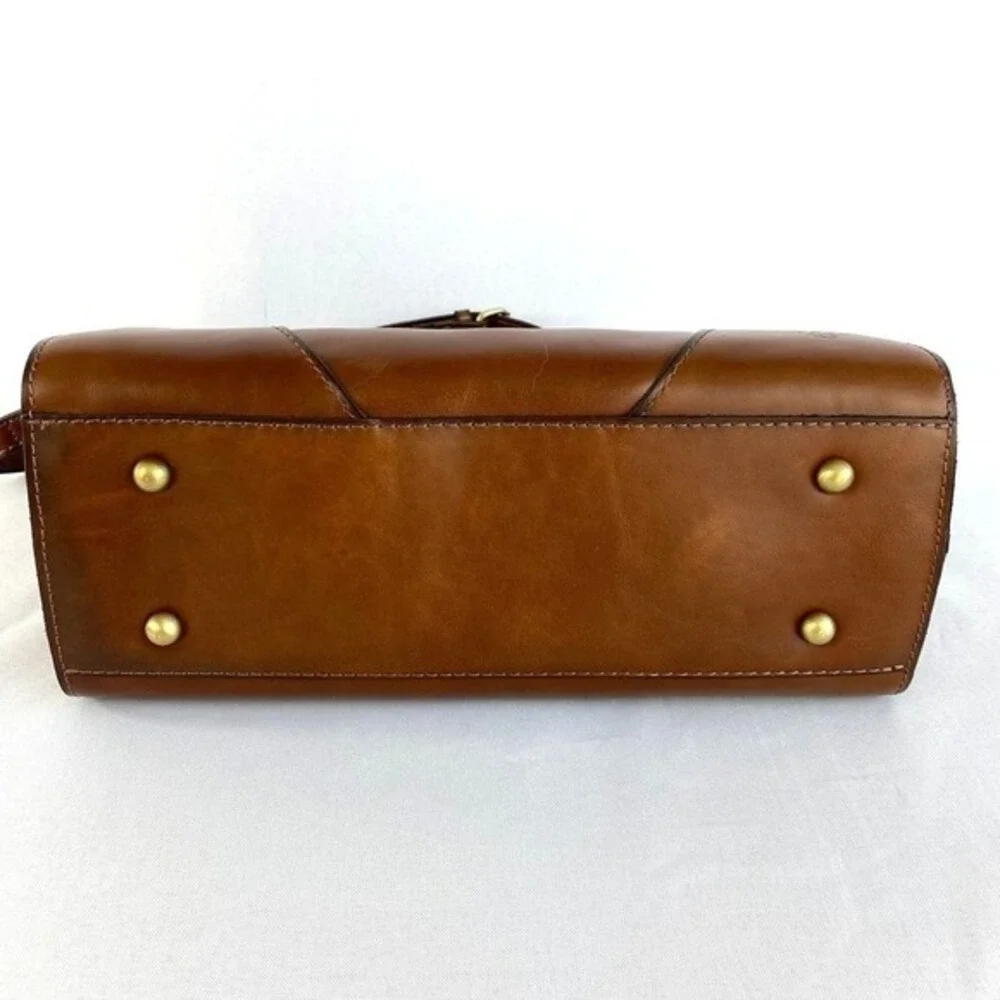 Patricia Nash Lyon Satchel Handbag Brown Leather Whimsical Embroidered Butterfly